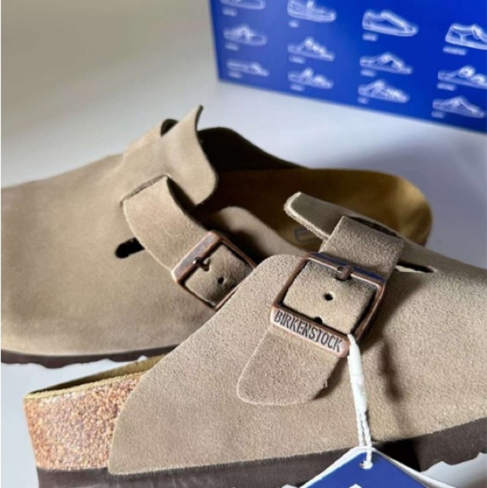 New Birkenstock Sandals Boston taupe suede mule clogs womens Slipper - Picture 4 of 4